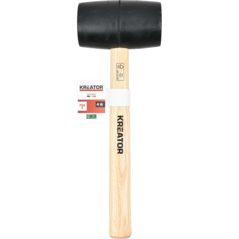 Kreator Melns gumijas āmurs ar koka kātu 700g KREATOR KRTH90602