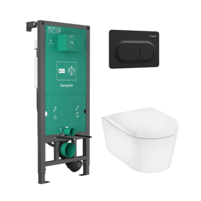 Hansgrohe komplekts-pods ar QR/SC vāku EluPura S, rāmis iFrame, taustiņš Original S, balts/melns