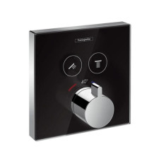 Hansgrohe termostata ShowerSelect virsapmetuma daļa, ar divām izejām, melns stikls/hroms