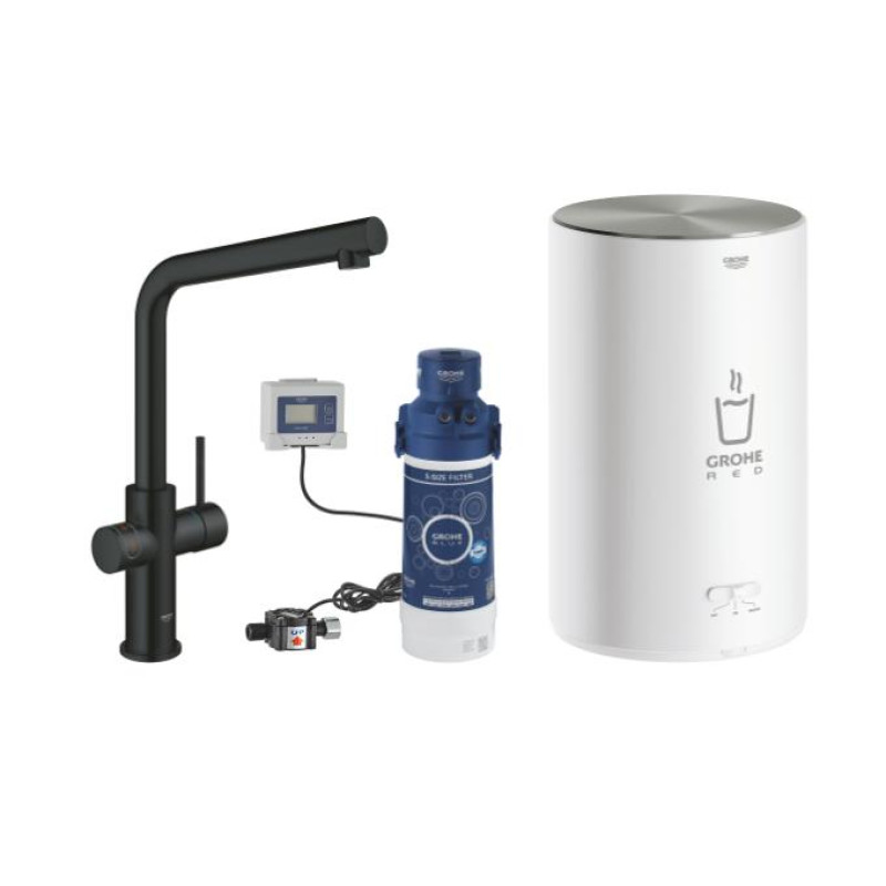 Grohe virtuves izlietnes maisītājs Grohe Red Duo ar 4 l boileri, velvet black