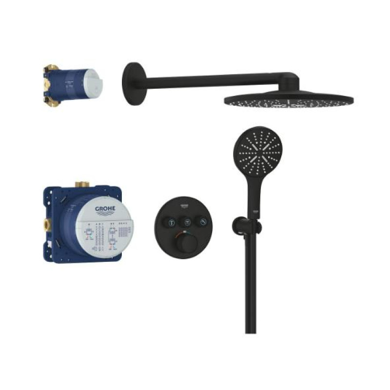 Grohe iebūvējamā dušas sistēma ar termostatu SmartControl Rainshower SmartActive 310, phantom black