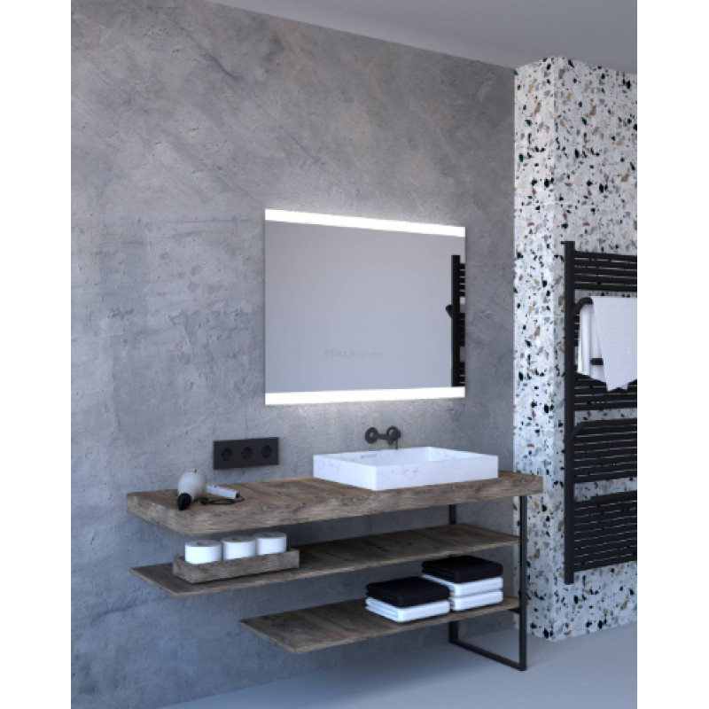 Stikla Serviss spogulis Angela 700x1000 mm ar frontālu LED apgaismojumu.