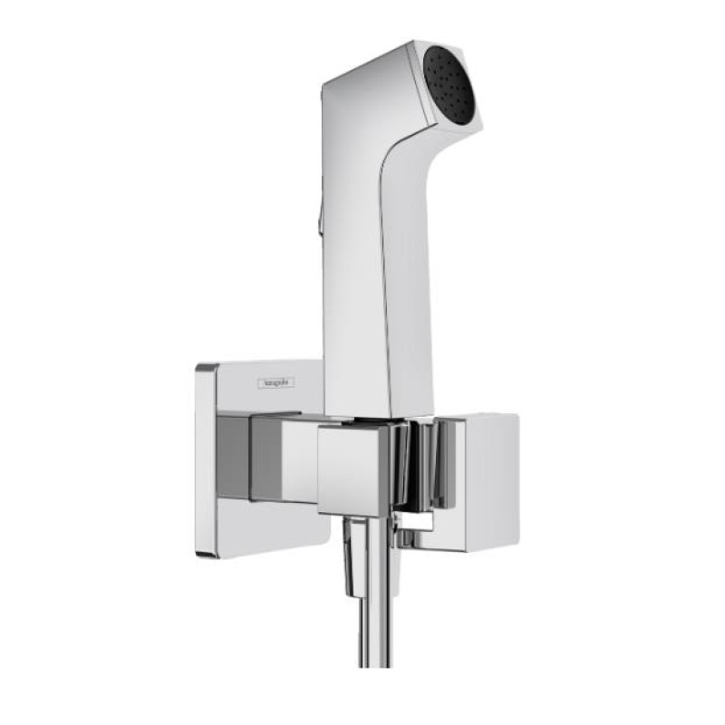 Hansgrohe iebūvējamā rokas duša Bidette 1jet E EcoSmart+, ar vadu 1250 mm un turētāju, sajauktam ūdenim, hroms