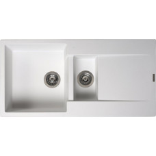 Reginox virtuves izlietne Amsterdam 15, 1.5 bļoda ar plauktu, 1000x500 mm, pure white