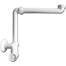 H&L izlietnes sifons, 1¼ x 40 mm, novirzītais, plastmasa, balts