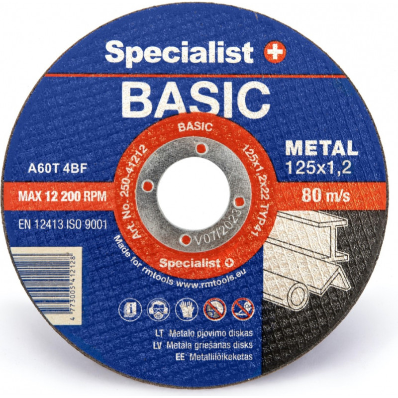 Specialist+ Basic Metāla griešanas disks, 125x1.2x22mm
