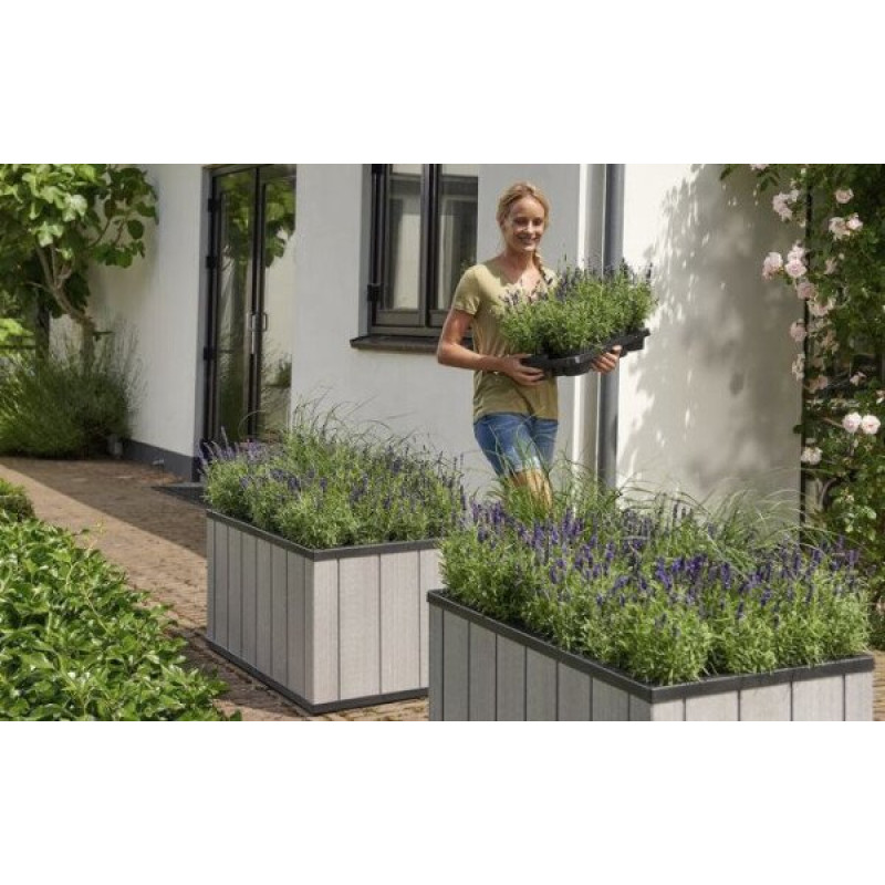 KETER Sequoia Duotech Medium puķu pods, pelēks / gab