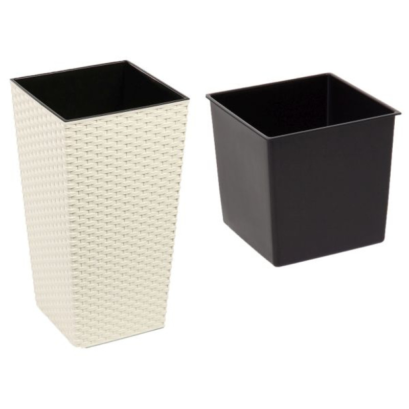 Lamela Puķu pods Finezja rattan 30x30x57cm, krēmkrāsas