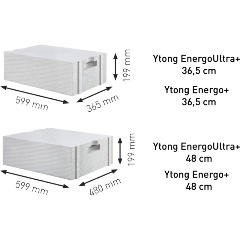 Ytong Ārsienu bloki EnergoUltra+ PP2/0,3 S+GT 365x599x199