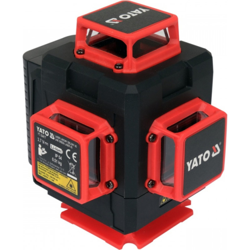 Yato Zaļais 4D krustlīniju lāzers ar piederumiem,  precizitāte ±2 mm/10 m, 30 m, YT-30417, YATO