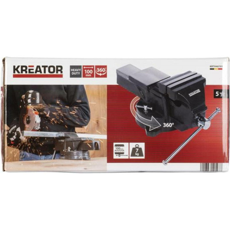 Kreator Stacionārās skrūvspīles, grozāmas 100MM, 7KG