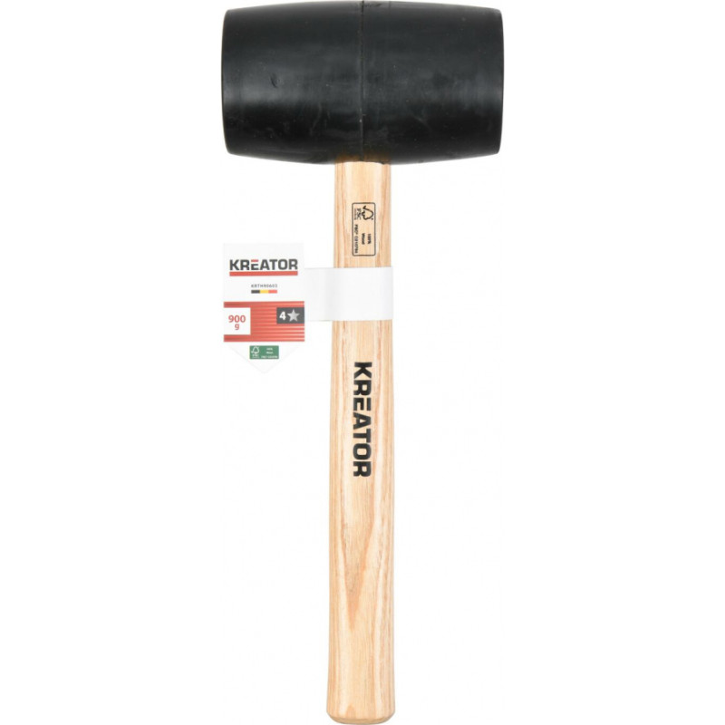 Kreator Melns gumijas āmurs ar koka kātu 900g KREATOR KRTH90603