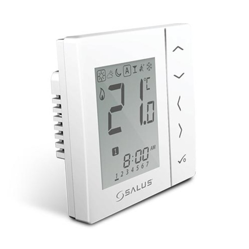 Salus Controls bezvadu termostats VS10WRF 230V, programmējams, iebūvējams, balts