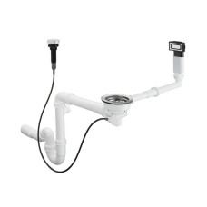 Hansgrohe virtuves izlietnes sifons ar izplūdi un pārplūdi D14-11, 1½ x40/50 mm, pop-up, balta plastmasa