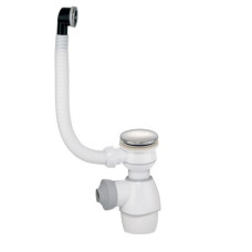 Wirquin izlietnes sifons ar izplūdi Quick Clac un pārplūdi, d=32 mm, bez noteces, plastmasa, balts/hroms