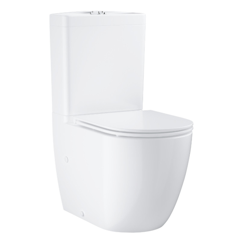 Grohe pods ar QR/SC Slim vāku BauCeramic rimless, 365x627 mm, universāls izvads, pievads no sāniem, balts