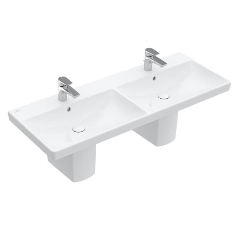 Villeroy & Boch izlietne Avento, 1200x470 mm, dubultā, 2 maisītāja caurumi, balta CP