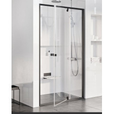 Ravak dušas durvis PDOP2, 1100 mm, h=1900, melns/caurspīdīgs stikls
