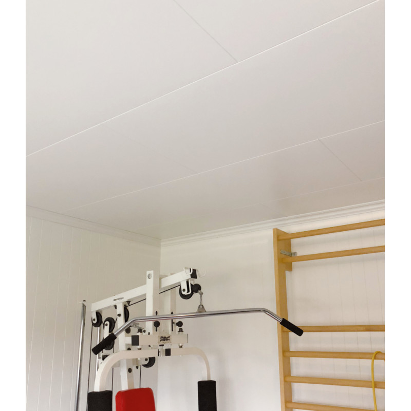 Huntonit Krāsoti kokšķiedru griestu paneļi Antikk, balts 11x620x1220mm rullīša krāsots, iepak. 3.026m2