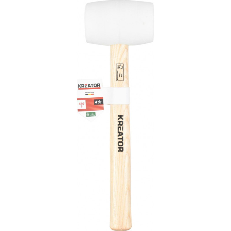Kreator Balts gumijas āmurs ar koka kātu 450g KREATOR KRTH90604