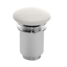 Scarabeo izlietnes izplūde ar keramiko vāciņu, push-open, bez pārplūdes, balta/hroms