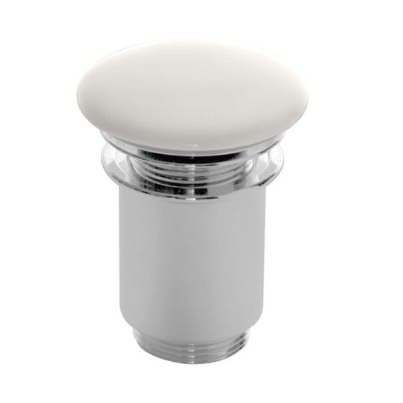 Scarabeo izlietnes izplūde ar keramiko vāciņu, push-open, bez pārplūdes, balta/hroms