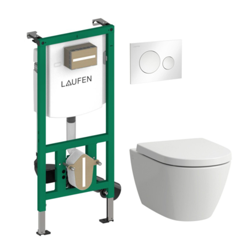 Laufen komplekts-pods ar QR/SC vāku Fiora rimless, rāmis Ineo, taustiņš Moon, balts/balts