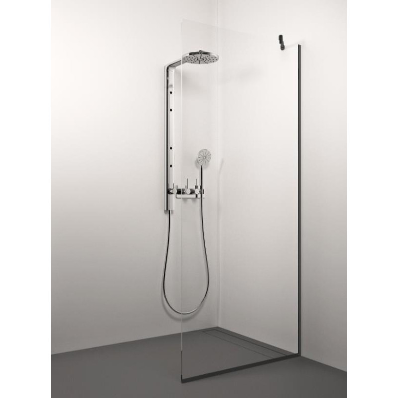 Stikla Serviss dušas siena Conforto Cor Black, 600 mm, h=2000, melns/caurspīdīgs stikls