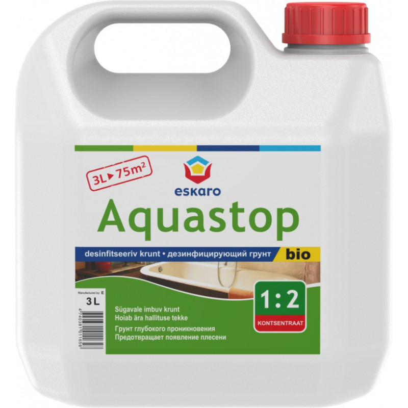 Eskaro Aquastop Bio Ūdenī šķīstošs grunts-koncentrāts mitrām telpām, 3L