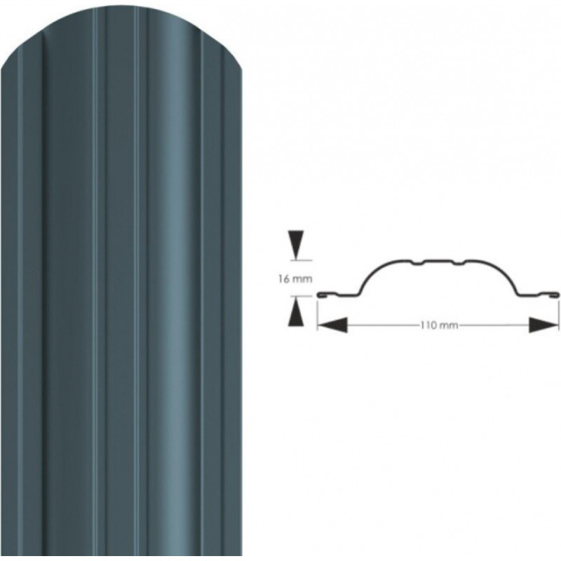 Hanbud Polo PMx2 Profilēta metāla žoga štaketas, antracītas (RAL7016), 1.50m