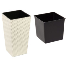 Lamela Puķu pods Finezja rattan 40x40x75cm, krēmkrāsas