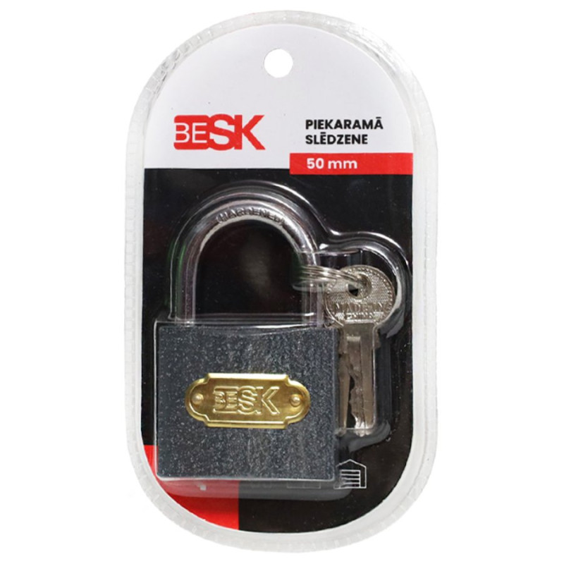 Besk Piekaramā slēdzene ar 3 atslēgām 50mm, 25AR031-2