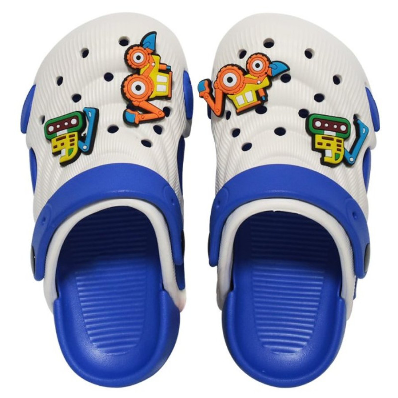 Besk Dārza čības bērnu 28-29.izmērs baltas ar zilu malu