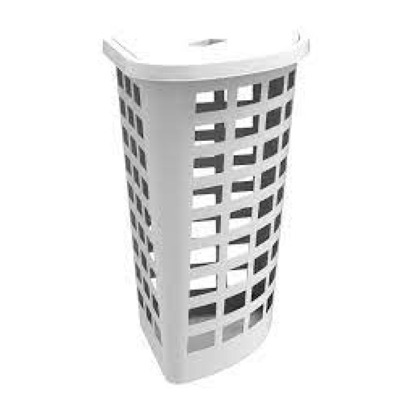 NHG Veļas grozs Boston 54L stūra ar vāku, balts