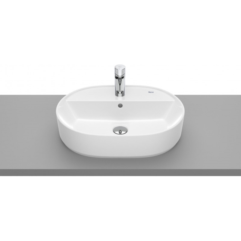 Roca The Gap Round Vannas istabas izlietne, uz virsmas, ar caurumu maisītājam, 550x400mm, balta