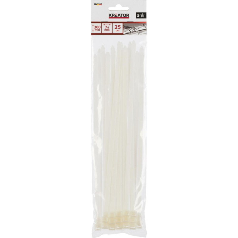 Kreator Kabeļu savilcēji balti Kreator KRTH41006 7,6x300mm 25 gab.