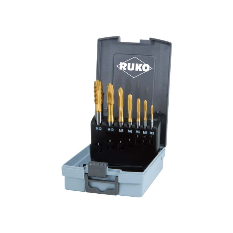 Ruko 7 daļu mašīnvītņu komplekts RUKO HSS-TiN M3-M12