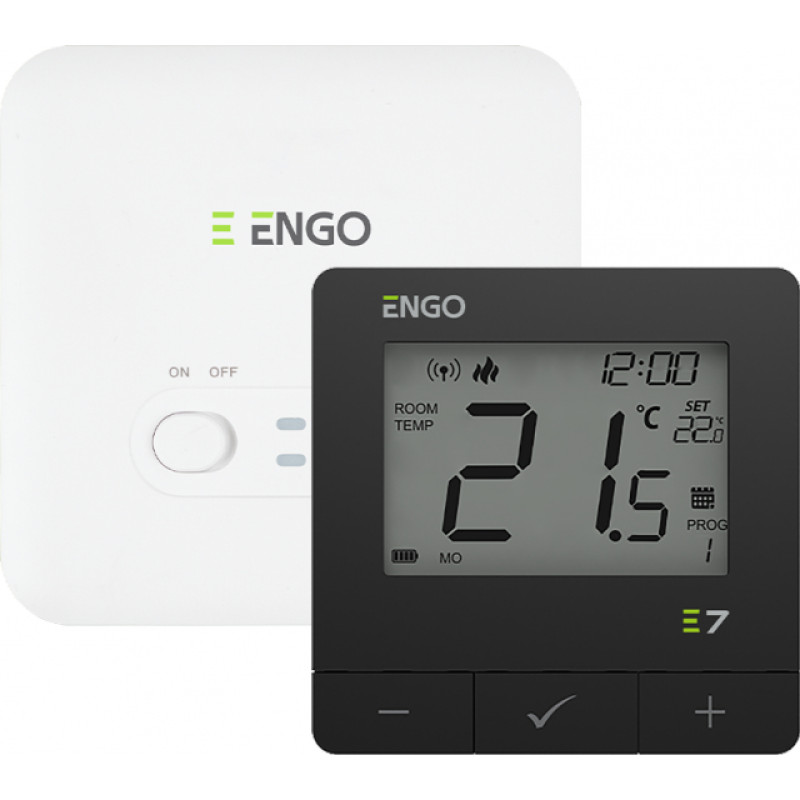 Engo Bezvadu telpas termostats ENGO E7, melns