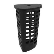 NHG Veļas grozs Boston 54L stūra ar vāku, melns