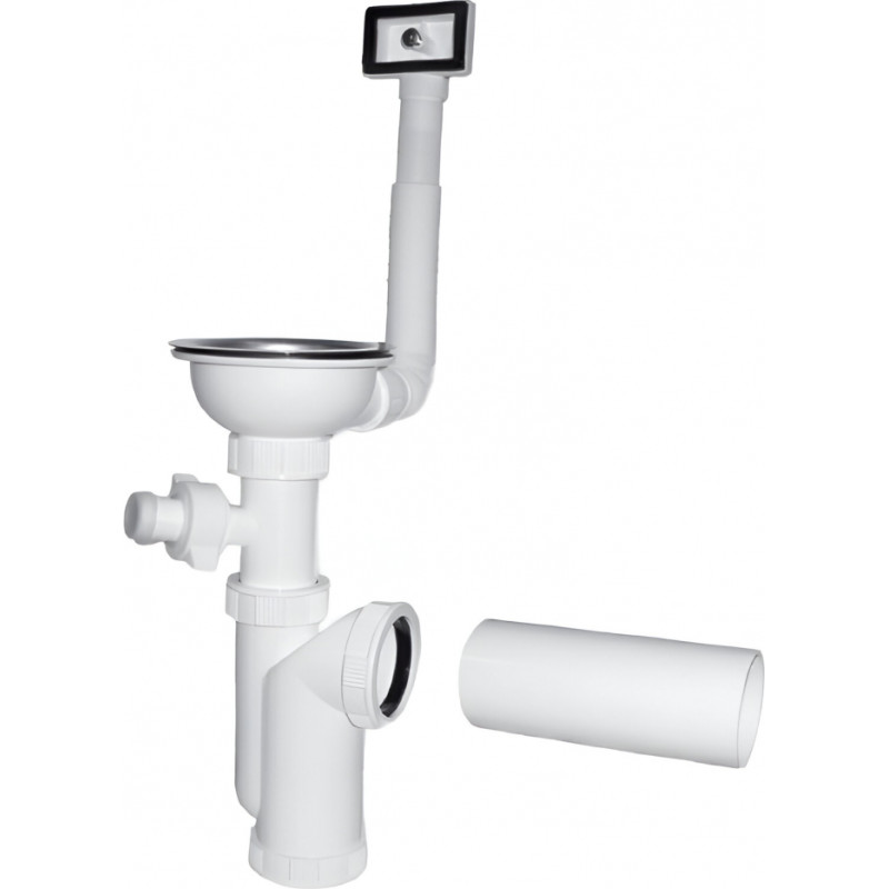 Plastbrno Sifons virtuves izlietnei 115 1/2X50mm ar izplūdi, pārplūdi, v/m