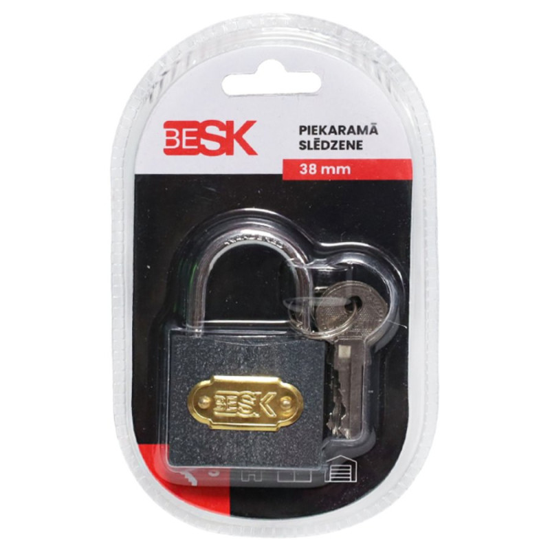 Besk Piekaramā atslēga ar 3 atslēgām 38mm, 25AR031-3