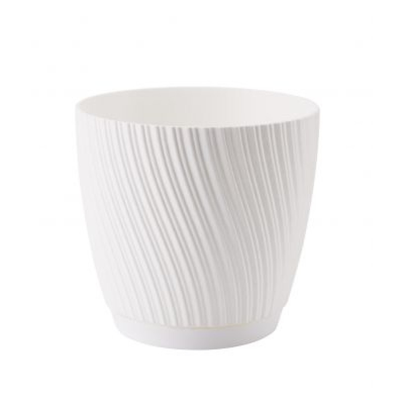 Form Plastic Puķu pods Mika ar paliktni 15cm, balts