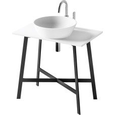 PAA virsma Deco ar kājām, 800x500 mm, balta silkstone/melns