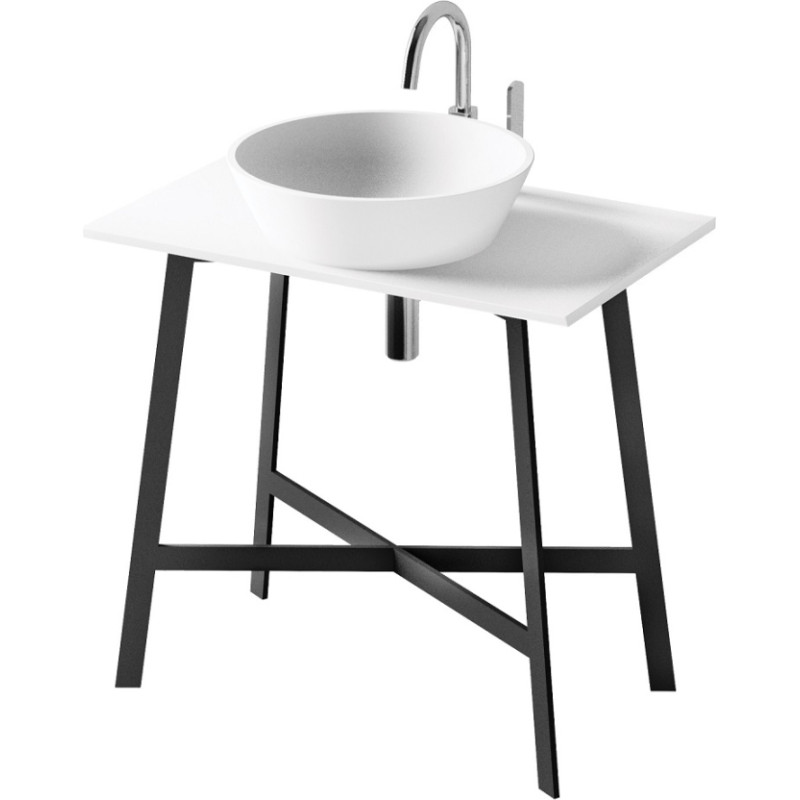 PAA virsma Deco ar kājām, 800x500 mm, balta silkstone/melns