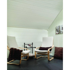 Huntonit Krāsoti kokšķiedru sienu un griestu paneļi Panelbord Wood, balts 11x200x2420mm, iepak. 1.936m2