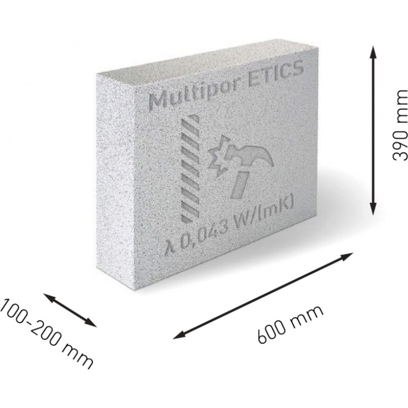 Ytong Multipor plāksnes fasādes siltināšanai 120x600x390