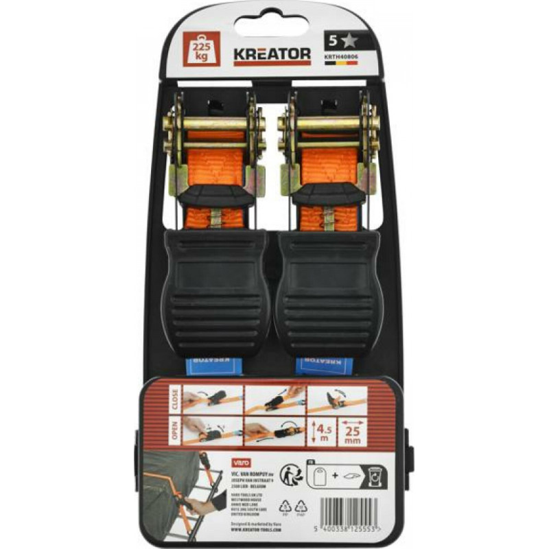 Kreator Siksnas bagāžas nostiprināšanai 4,5M - 225KG, komplekts