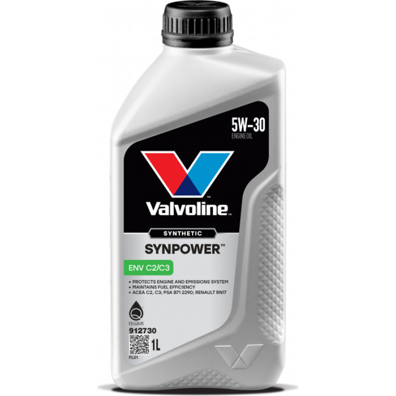 Valvoline Motoreļļa Synpower ENV C2/C3 5W30 1L, Valvoline