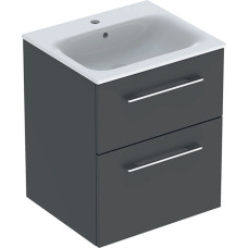 Geberit Selnova Square komplekts - mēbeļu izlietne ar šauro malu, ar apakšējo skapi, divas atvilktnes 53.8x50.2cm, Atvere maisītājam centrā, Pārplūde redzama, simetrisks, lava - gab.