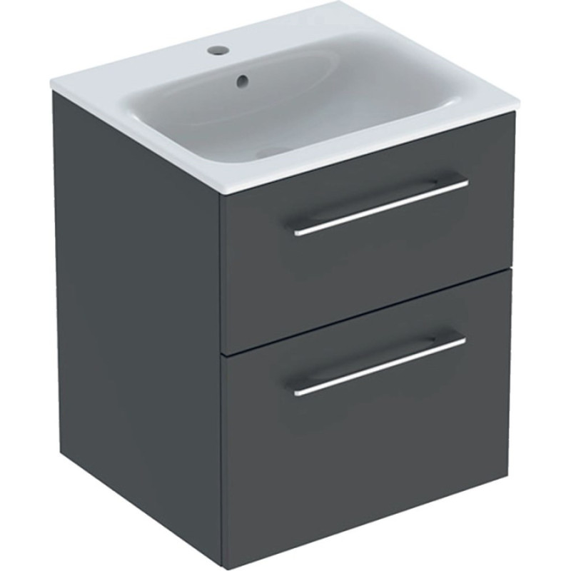 Geberit Selnova Square komplekts - mēbeļu izlietne ar šauro malu, ar apakšējo skapi, divas atvilktnes 53.8x50.2cm, Atvere maisītājam centrā, Pārplūde redzama, simetrisks, lava - gab.